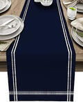 Smile Sunflower Dark Blue Table Runner, Burlap Table Runners 120 inches Long,Farmhouse Style Solid Color Table Runner for Wedding Holiday Party Dinner,Dresser Scarf Decor by Smile+Sunflower