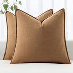 MIULEE Decorative Linen Euro Sham Pillow Covers 22x22 Inch Brown by MIULEE