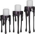 CosmoLiving by Cosmopolitan Aluminum Metal Decorative Candle Holder Pillar Candle Stand with Dripping Melting Designed Legs, Set of 3 Candlestick Holder 12", 10", 8"H, Black by Unknown
