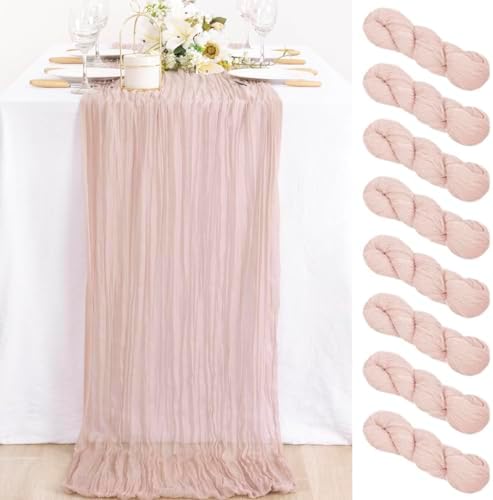 Pink Cheesecloth Table Runner Fall Wedding Bridal Party Decor 10ft, 8 Pack by MLMC