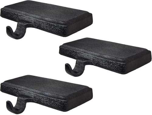 Lulu Decor Black Christmas Stocking Holders for Mantle Set of 3 - Heavy Cast Iron Weighted Strong & Sturdy Low Profile Flat Base Stocking Hooks, Simple Design for Mantle Decor Weighs 2 lbs 10 oz Each by LuluDecor