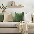 decorUhome Chenille Moss Green Velvet Throw Pillow Covers 26x26 Set of 2 - Image 3