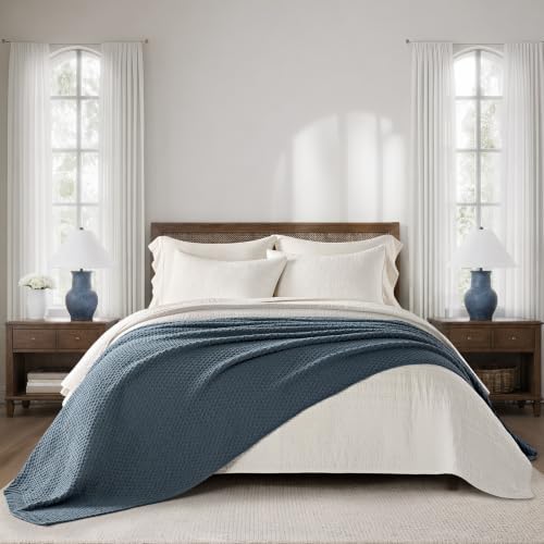 EVERGRACEHOME Chunky Chenille Knit Throw Blanket, 90 x 90, Stormy Blue by EVERGRACE