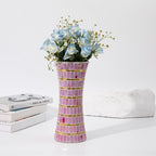 Pink Mosaic Glass Vase,11.8 Inch Mosaic Pink Vase for Living Room Bedroom Bouquets Wedding, Handmade Flower Vase for Home Decor - Image 6