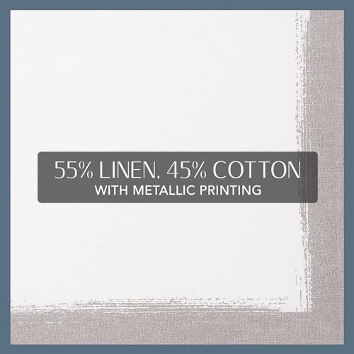 Villeroy & Boch Linen Metallic Brushstroke Napkins, 21 Inches x 21 Inches, Set of 4, White and Silver - Image 4