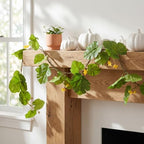 PRETYZOOM Faux Pumpkin Vine, Artificial Pumpkin Leaves Garland，66.92in - Image 3