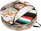 Thanksgiving Pumpkin Round Storage Bag 24 Inch, Truck Fall Maple Leaves Clothes Storage Container with Handles Heavy Duty Organizer for Comforter, Bedding & Holiday Wreaths by Unknown
