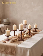 NUPTIO Wooden Pillar Candle Holders: Set of 3 Vintage Candle Stands - Image 5