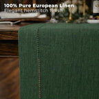 Signature Linen™ by D'Moksha, Forest Green Chambray Table Runner 144 Inches Long, 100% Pure Linen, Hemstitch, Extra Long Table Runner, 14 x 144 Inch for Dining- Fall, Weddings, Outdoor Hosting - Image 4