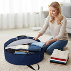 36 Inch Round Storage Bag 1 Pack,Modern Solid Color Navy Blue Waterproof Wreath Storage Container with Handles&Zipper Minimalist Pure Bleu Marine Closet Organizer Bags Garland Box - Image 3