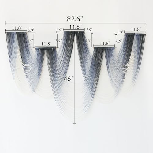 IOWER Macrame Wall Hanging Dip Dyed Blue Fiber Art Tapestry Boho Wall Decor - Image 5