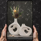 Cream White Ceramic Heart Shaped Vases Set of 2 - Image 6