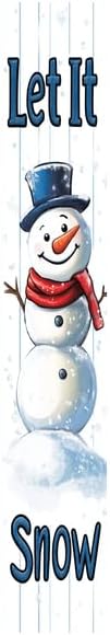 Let it snow Porch Board Welcome Sign for Front Door Porch Deck Patio or Wall - Indoor Outdoor Decorative Christmas Holiday Farmhouse Rustic Vertical Porch Decor by SLIYIYoo