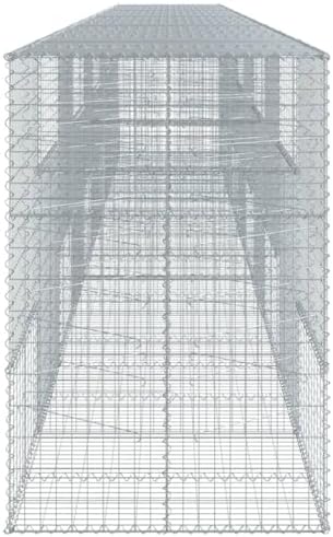 vidaXL Gabion Basket with Cover 393.7"x39.4"x59.1" Galvanized Iron - Image 6