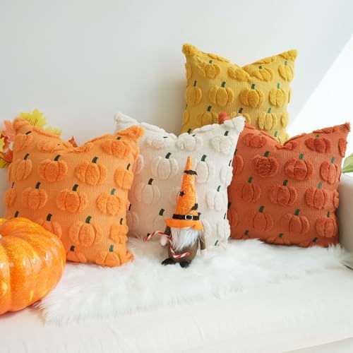 JOJUSIS Decorative Pillow Covers, Fall Pumpkin, 24" x 24", 4-Pack - Image 6