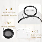 Hurricane Metal & Glass Candle Holder Black Set of 2, Decorative Candlestick Pillar Candle Holder with Clear Glass for Wedding Party Christmas Holiday Dining Table Centerpiece Lanter - Image 3