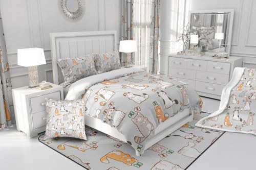 Erosebridal Cartoon Cat Duvet Insert Full for Kids Boys Girls, Cute Butterfly Print Quilt for Room Decor, Kawaii Animal Kitten Bedding Set Pet Theme Down Comforter, Luxury Soft Comforter Set, Grey - Image 6