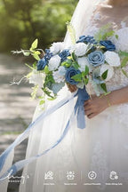 Ling's moment Fake Flowers Box, Dusty Blue & Navy & White Grand Combo - Image 2