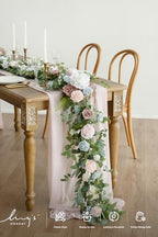 Ling's moment Flower Garland, 6FT Eucalyptus & Rose Blush Powder Blue - Image 2