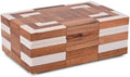 Perilla Home Large Decorative Wooden Storage Box – 8" x 5" x 3" – MDF & Wood with Resin (Rio) Finish – Off White Organizer Chest for Keepsakes, Blankets, Crafts & Home Decor by PerillaHome