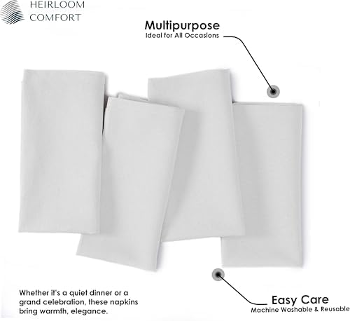White Cloth Dinner Napkins 17x17 Inch - 100% Cotton, Absorbent, Soft, Washable - 12 Pack - Hotel Quality Table Napkin for Dinner, Baby Showers, Weddings, Christmas, Spring, Easter - Image 2