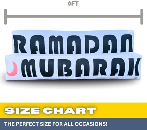6FT Ramadan Inflatable Just Ramadan Mubarak! - Islamic Ramadan Decor for Outdoor Front/Back Lawns, Built-in LED Lights and Fan to Blow Up with Air, Iftar/Eid Gift - Image 5