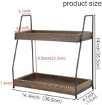 Gurfuy Bathroom Vanity Organizer 2-Tier Wood Countertop Storage Counter Shelf for Makeup Skincare Perfume Jewelry Tray Spice Rack Brown - Image 2