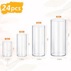 24 Pack Glass Cylinder Vases 4,6,8,10 Inch Tall Clear Flower Vase Hurricane Floating Candle Holder for Table Centerpiece Wedding Home Decor - Image 2
