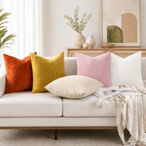 decorUhome Soft Chenille Blush Pink Throw Pillow Covers 24X24 Set of 2 - Image 2