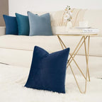 MONDAY MOOSE Decorative Throw Pillow Covers Cushion Cases, Set of 4 Soft Velvet Modern Double-Sided Designs, Mix and Match for Home Decor, Pillow Inserts Not Included (16x16 inch, Blue/Light Blue) - Image 6