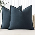 MIULEE Decorative Linen Euro Sham Pillow Covers 26x26 Deep Blue by MIULEE
