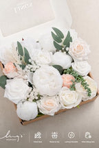 Ling's moment Fake Flowers Box, White & Blush Grand Combo - Image 5