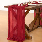 Cheesecloth Table Runner Fall Red Boho Wedding Birthday Party Home Decor - Image 5