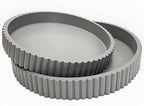 Modern Table Round Decorative Trays 2pcs Home Decor - Circle Coffee Table Centerpiece Set 12"/10" - Wooden Cool Grey Ottoman Tray with Fluted Edge by Unknown