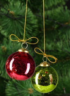 Serene Spaces Living Red, Green, and Gold Christmas Tree Ornaments for Xmas Decorating, Decorative Ball Ornaments for Holiday Décor, 4" Tall X 3" Diameter, Pack of 6 - Image 4