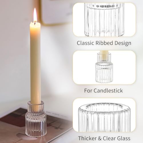Romadedi Glass Candle Holder for Candlestick, Clear, Pack of 20 - Image 5