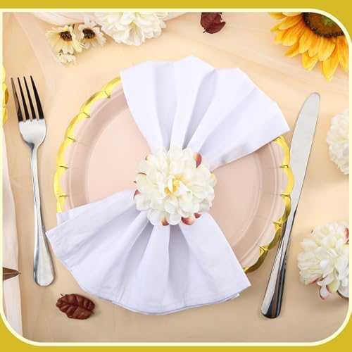 24 Pcs Flower Napkin Rings Daisy Flower Handcraft Floral Napkin Holder Rings for Wedding, Holiday Banquet, Luncheons, Birthday Party Dining Table Decor - Image 2