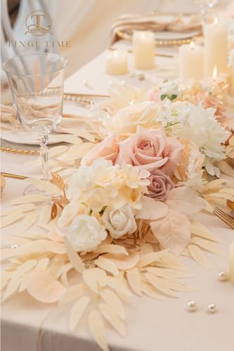TINGE TIME Champagne Pink Flower Garlands, 2 PCS Artificial Eucalyptus Garlands, Handcraft Artificial Rose Arch Flowers for Wedding Arch Sweetheart Table Ceremony Backdrop Decorations for Home - Image 6