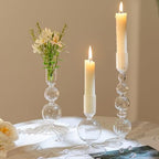 Hewory Glass Candlestick Holders Set: 3PCS Clear Taper Candle Holders Bulk by Hewory