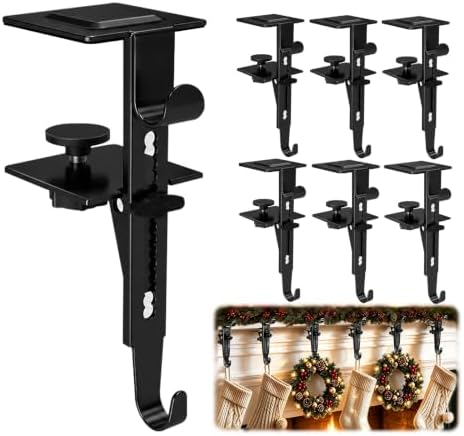 6Pcs Christmas Fireplace Stocking and Garland Hanger Fits 0.87-4.1" Mantle by RGJSTRORE