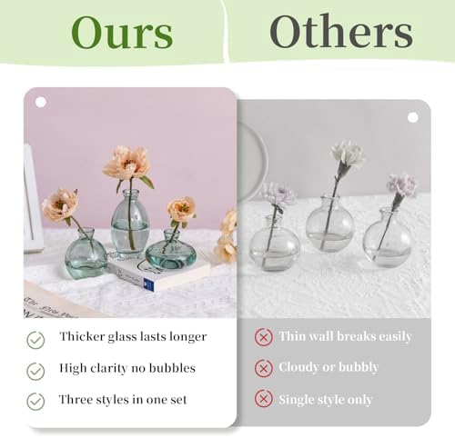 Glasseam Glass Bud Vase for Centerpieces: 12Pcs Green Mini Small Vases Bulk - Image 3