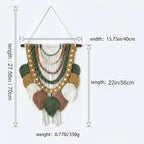 Jditngp Macrame Wall Hanging Boho Leaf Woven Tapestry,Bohemian Chic Home Decor Handmade Leaves Feather Tassel Wood Bead Pendants Wall Art Decorations for Bedroom Living Room Apartment 15.75"WX27.56"L - Image 5