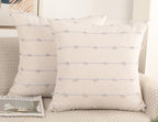 NUYECY Set of 2 Boho Throw Pillow Covers 26x26,Stone Grey and White Neutral Couch Pillow Case with Tassel Fringe Decorative,Modern Accent Farmhouse Cushion Covers for Sofa Couch Bed Living Room by NUYECY