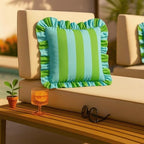 MONDAY MOOSE Decorative Throw Pillow Covers, Set of 2 Water-Resistant Striped Design with Ruffle Edge for Outdoor/Indoor Use, Pillow Inserts Not Included (22x22 inch, Light Green/Light Blue) - Image 4