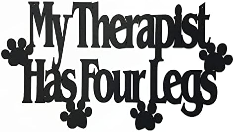 MEMORY MATS & WORD ART Wall Sign, Hand-Made Wooden Decoration Plaque for Home and Office- Real Wood - Made in The USA - 17.25 x 10 x 13 inches (My Therapist Has Four Legs) by MemoryMatsWordArt