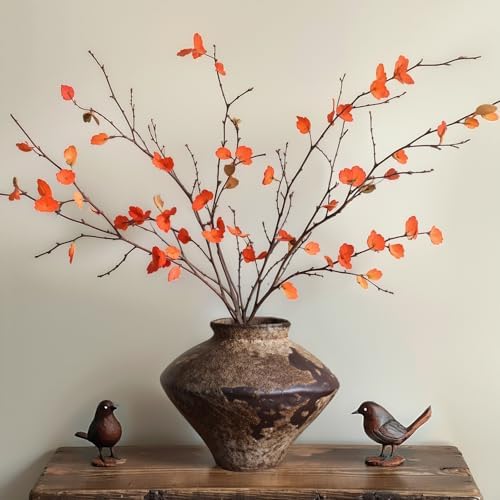 Wabi Sabi Rusty Vintage Vase, 6.3" Tall Wabi Sabi Decor Rustic Farmhouse Pottery Vase for Centerpiece, Textured Pottery Flower Vases for Home Decorative, Table, Living Room, Bedroom, Bathroom, Kitchen - Image 3