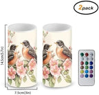 Robin Bird Flameless Candles 2 Pack 6 x 3 inch Battery Operated Candles with Multicolor Timer Remote Control LED Fake Candles for Warm Light Dinner Table Home Decor - Image 3