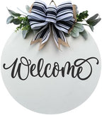 Wood front door sign Wood sign Home decor Welcome sign Sign for front door House warming gift Wedding gift (Welcome 2.0-UV0030(A1) P002, 22" Width) by Unknown