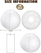 Treela 30pack White Chinese Paper Lanterns for Wedding Party Decor, 10" - Image 4