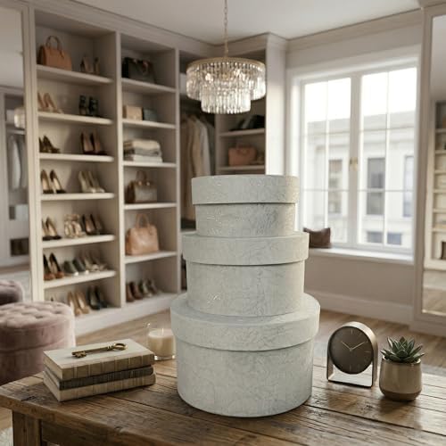 Sarah's Hat Boxes – Pale Gray with Metallic Silver Design Decorative Gift Box Set of 3 | Elegant Reusable Storage Boxes for Gifts, Keepsakes, Jewelry, or Special Items | Unique Printed Design - Image 5